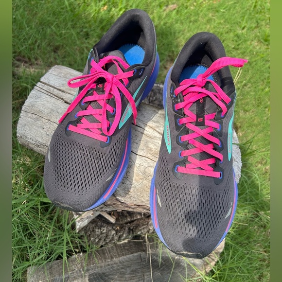 Brooks Ghost 15 Athletic Running sneaker shoes in Black,Pink & purple Sz-12. M - Picture 8 of 14